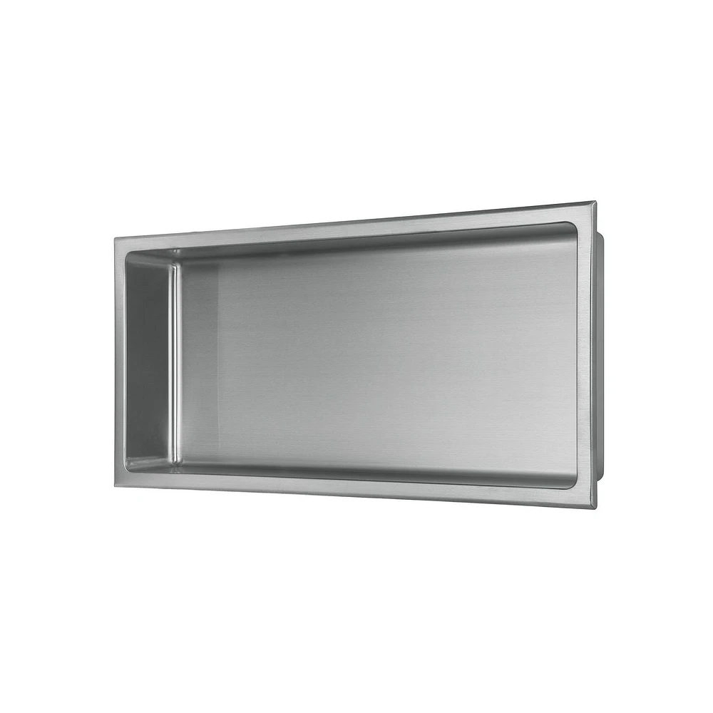 Niche de douche murale d'akuaplus® 12 po x 24 po, fait en acier inoxydable .
