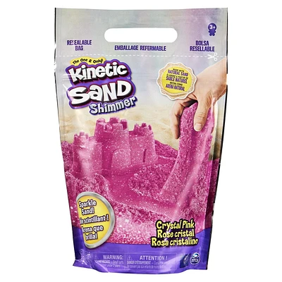 Kinetic Sand, Sachet de 907 g de sable scintillant Rose cristal entièrement naturel à écraser, mélanger et sculpter