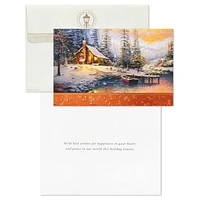 Connections from Hallmark Boxed Christmas Cards (Thomas Kinkade Log Cabin in the Woods), 24 ct.