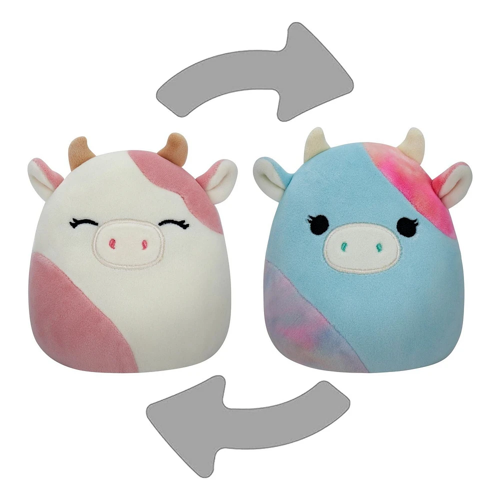 Squishmallows : Flipamallows 5" - Vache rose + Vache bleue