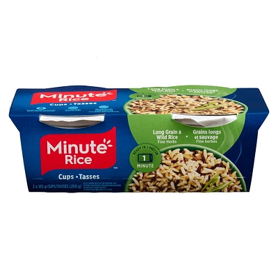 Tasses de riz à grains longs et sauvage aux fines herbes Minute Rice 250g Tasses de riz à grains longs et sauvage aux fines herbes Minute Rice 2x125g (250g)