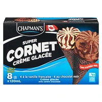 Chapman's Super French Vanilla & Dark Chocolate Ice Cream Cone in a Box 8 x 120 ml
