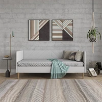 DHP Alicent Twin Upholstered Daybed with Gold Metal Legs, Gray Linen