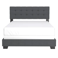 Grand lit moderne de 60 po revêtu de tissu, charbon