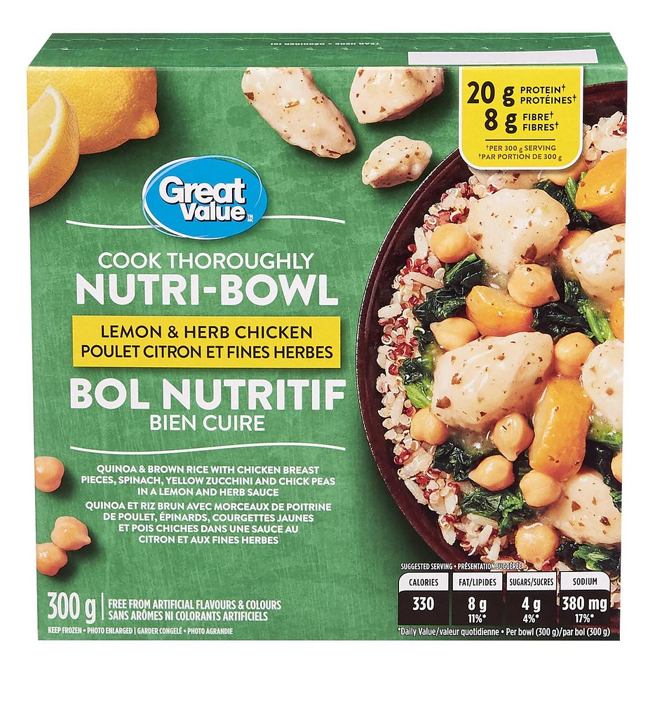 Great Value Lemon & Herb Chicken Nutri-Bowl, 300 g