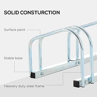 HOMCOM 5-Bike Bicycle Floor Parking Rack Cycling Storage Stand Silver