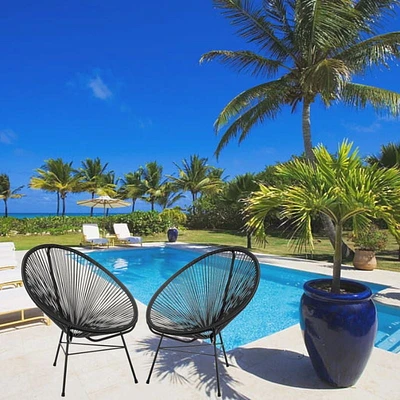 Chaise longue Costa, chaise longue en fil de fer, chaise longue en plastique, chaise longue de plage, chaise longue d'intérieur et d'extérieur, rotin de style Acapulco, résistant aux intempéries, chai