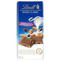 Lindt SWISS CLASSIC Fruit & Nut Milk Chocolate Bar, 200g, 200 g