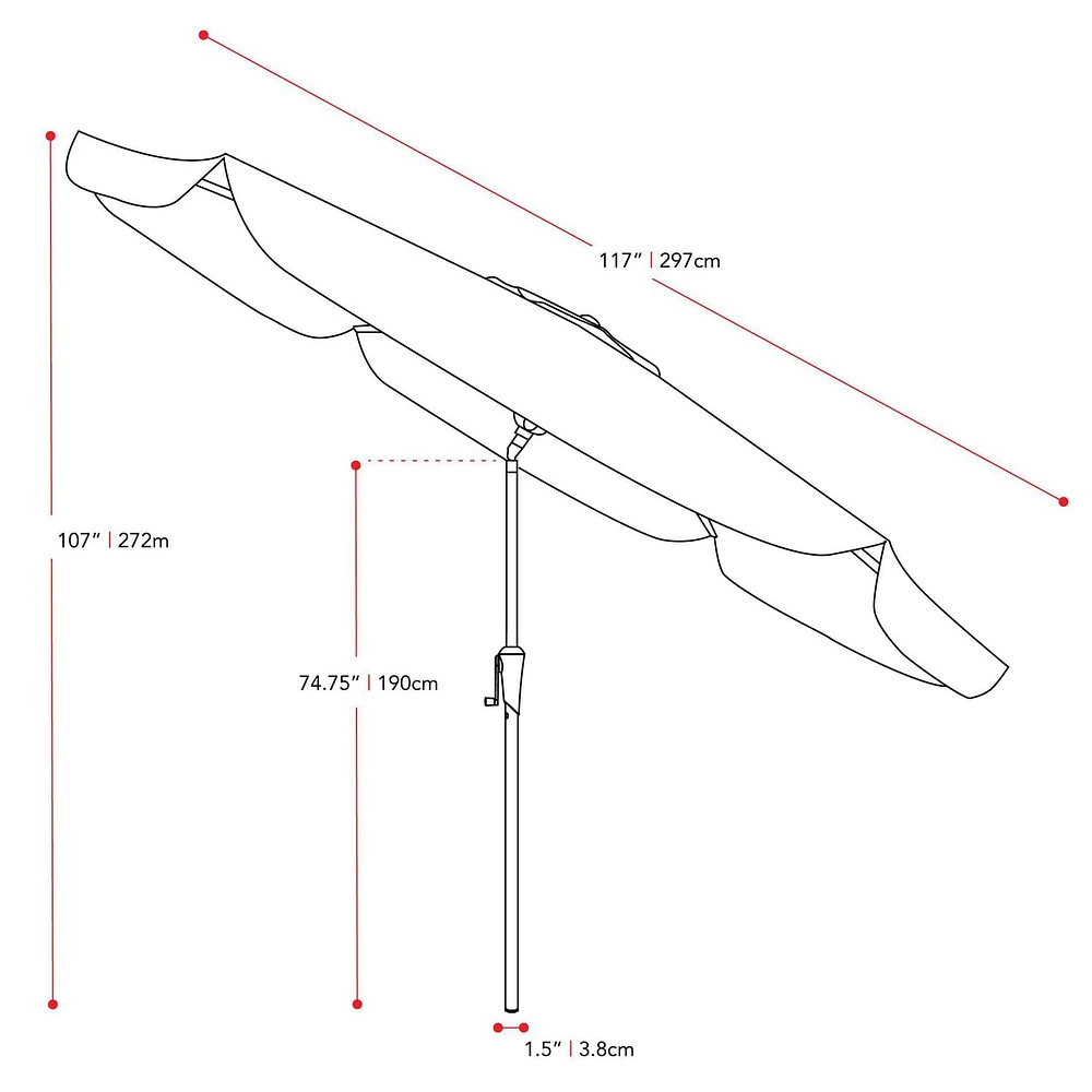 CorLiving Parasol de jardin rond de 3 m avec rabats latéraux, structure en acier et base ronde remplissable