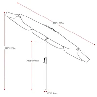 CorLiving Parasol de jardin rond de 3 m avec rabats latéraux, structure en acier et base ronde remplissable