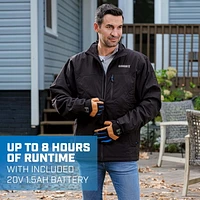 HART Ensemble de veste chauffante pour homme de 20 volts pour travaux moyens avec batterie, noire, M-XL
