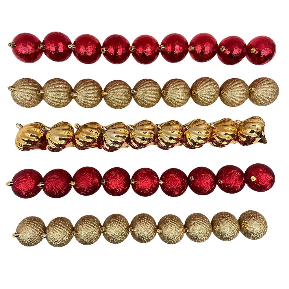 Holiday Time 45 Count Shatterproof Ornaments-Red/Gold