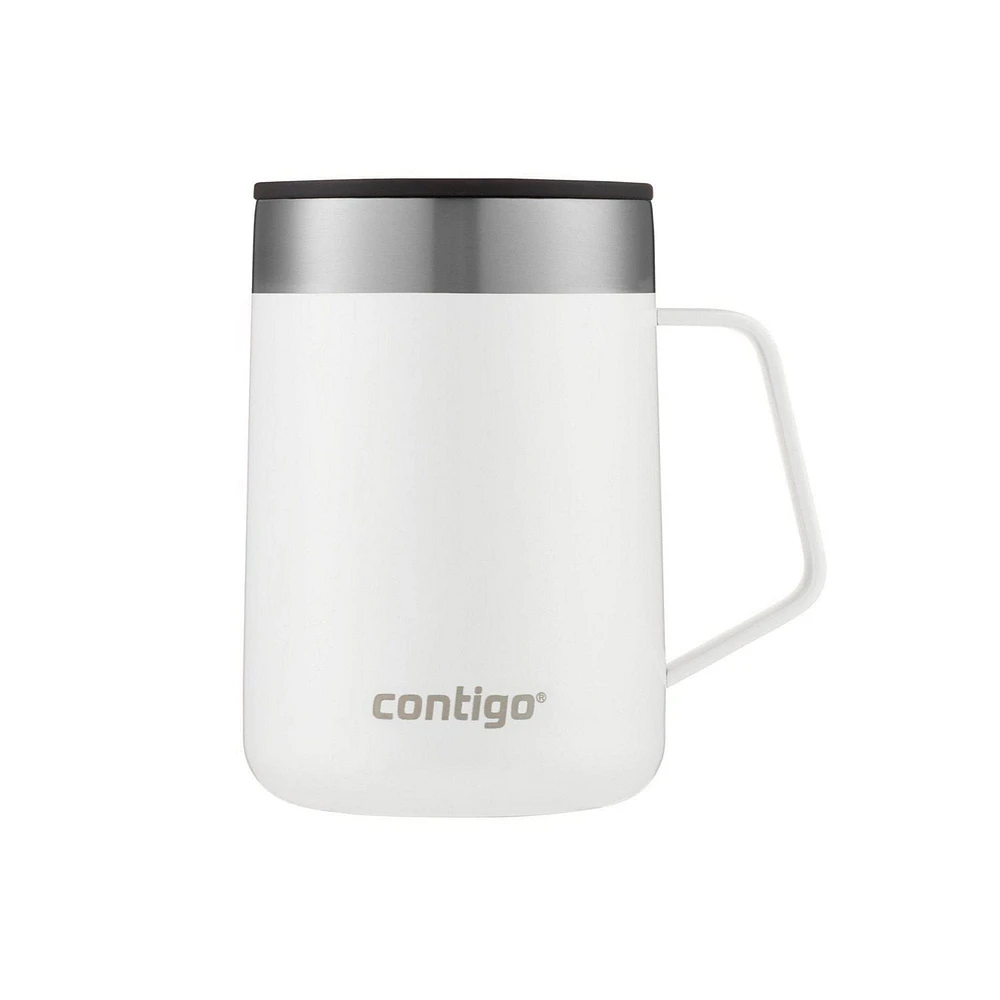 Contigo Streeterville Stainless Steel Mug with Splash-Proof Lid, 14 oz (414 ml), Vacuum-Insulated Tumbler with Handle for Coffee & Tea, Salt, 1 Count