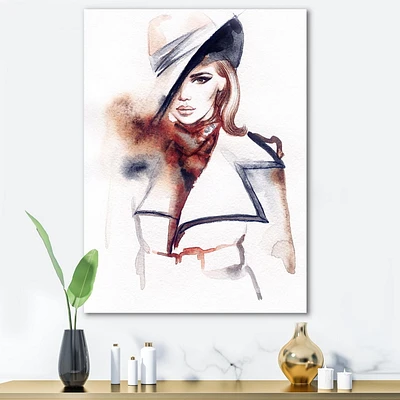 Designart Fashion Portrait of Woman With Ht Canvas Wall Art