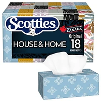 Papiers-mouchoirs pour soins quotidiens Scotties Original, hypoallergéniques et testés par les dermatologues, 18 boîtes, 126 papiers-mouchoirs par boîte 18 boîtes, 126 papiers-mouchoirs par boîte