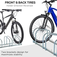 HOMCOM 5-Bike Bicycle Floor Parking Rack Cycling Storage Stand Silver