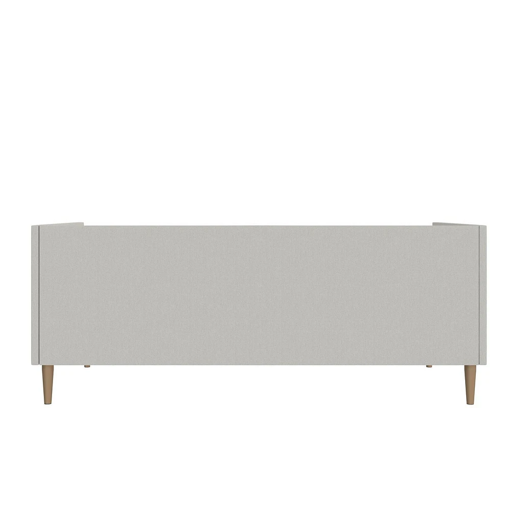 DHP Alicent Twin Upholstered Daybed with Gold Metal Legs, Gray Linen