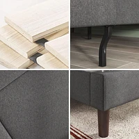 Zinus Judy Upholstered Platform Bed Frame / Mattress Foundation / Wood Slat Support / No Box Spring Needed / Easy Assembly