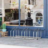 HOMCOM 5-Bike Bicycle Floor Parking Rack Cycling Storage Stand Silver