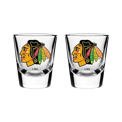 OFFICIALLY LICENSED NHL 2OZ SHOT GLASS SET CHICAGO BLACKHAWKS