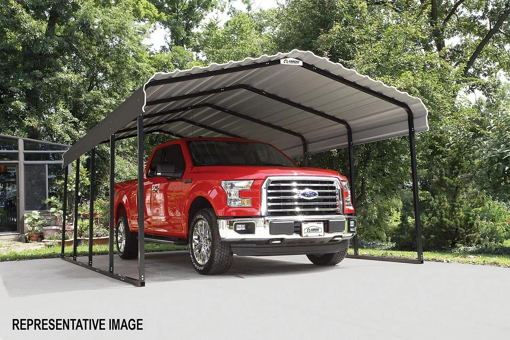 Steel Carport 12 x 29 x 7 ft. Galvanized Black/Charcoal