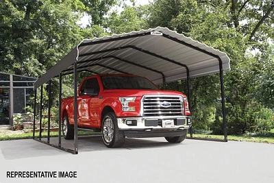 Steel Carport 12 x 29 x 7 ft. Galvanized Black/Charcoal