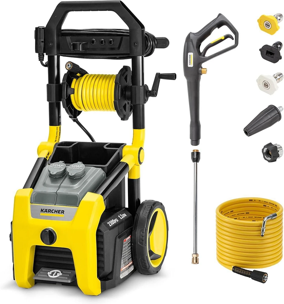 Karcher K2300PS Electric Power Pressure Washer with Turbo, 15°, 40°, & Soap Nozzles