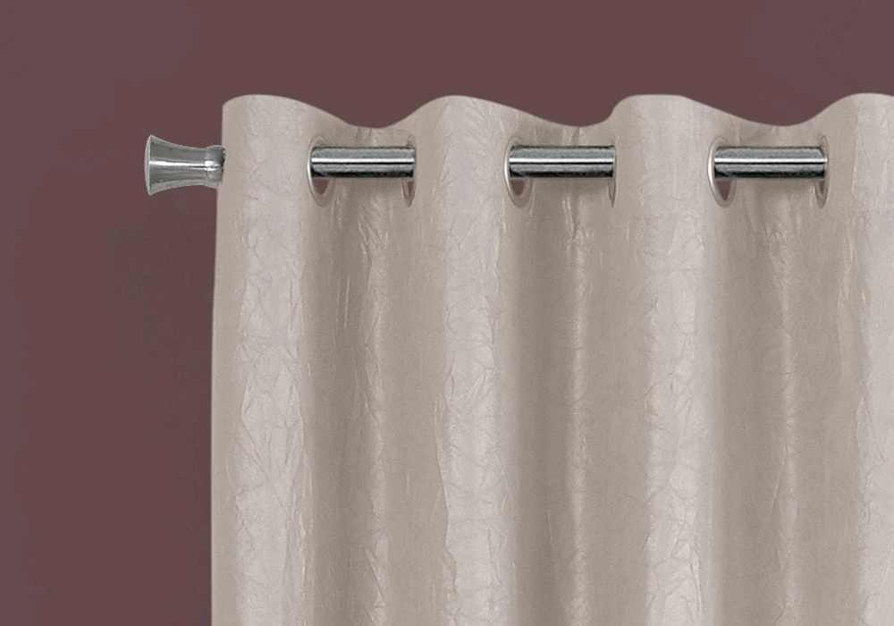 Monarch Specialties Rideau, Ensemble 2pcs, 54"w X 95"l, Obscurcissement De La Pièce, Passe-fil, Salon, Chambre À Coucher, Cuisine, Micro Suède, Polyester, Beige, Contemporain, Moderne