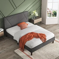 Zinus Judy Upholstered Platform Bed Frame / Mattress Foundation / Wood Slat Support / No Box Spring Needed / Easy Assembly