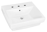 American Imaginations 20.5-in. W Semi-Recessed White Bathroom Vessel Sink Set For 3H8-in. Center Faucet AI-22437
