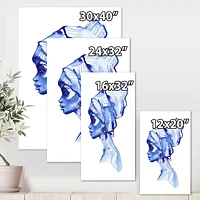 Designart Blue Fashion Portrait of Afro American Woman Canvas Wall Art