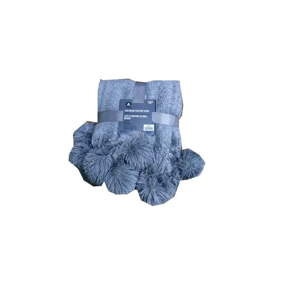 Jeté à pompons en Mohair