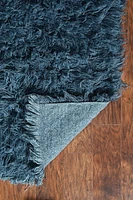 New Flokati 1400gr 2'4" x 4'8" Accent Rug, Denim Blue