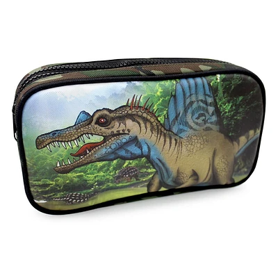 Pen+Gear Étui à crayons Dinosaur 2 à fermeture éclair avec spinosaure et motif camouflage