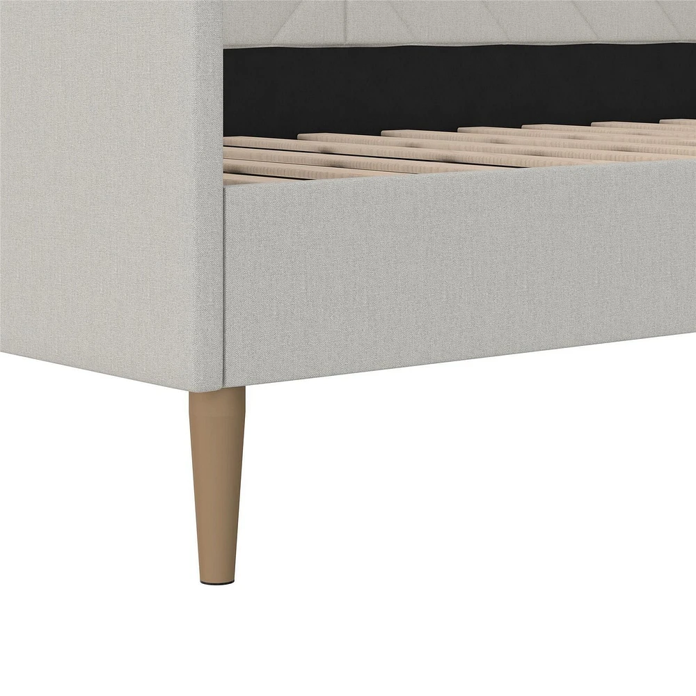 DHP Alicent Twin Upholstered Daybed with Gold Metal Legs, Gray Linen