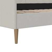 DHP Alicent Twin Upholstered Daybed with Gold Metal Legs, Gray Linen
