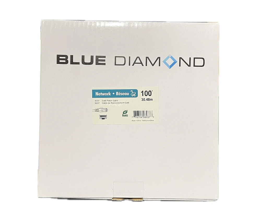 BlueDiamond Câble de raccordement Ethernet Cat6 homologué CSA et UL - 100pi, gris