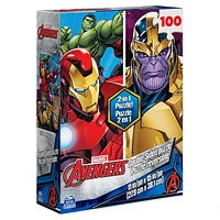 Marvel Avengers, puzzle réversible de 100 pièces Hulk Thanos Iron Man Thor Black Widow Captain America, pour les enfants à partir de 6 ans
