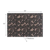 Poly-Linen Printed Placemat Leave Black - Set of 12