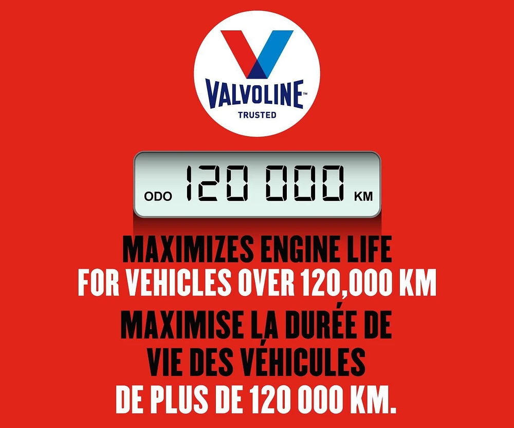 Huile à moteur kilomètrage élevé mélange synthétique 5W20 MaxLife® de Valvoline®, 946 ml