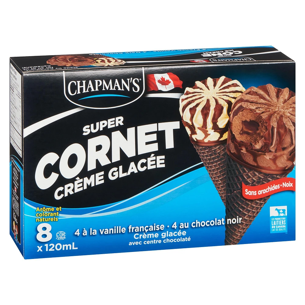 Chapman's Super French Vanilla & Dark Chocolate Ice Cream Cone in a Box 8 x 120 ml