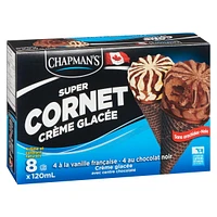 Chapman's Super French Vanilla & Dark Chocolate Ice Cream Cone in a Box 8 x 120 ml