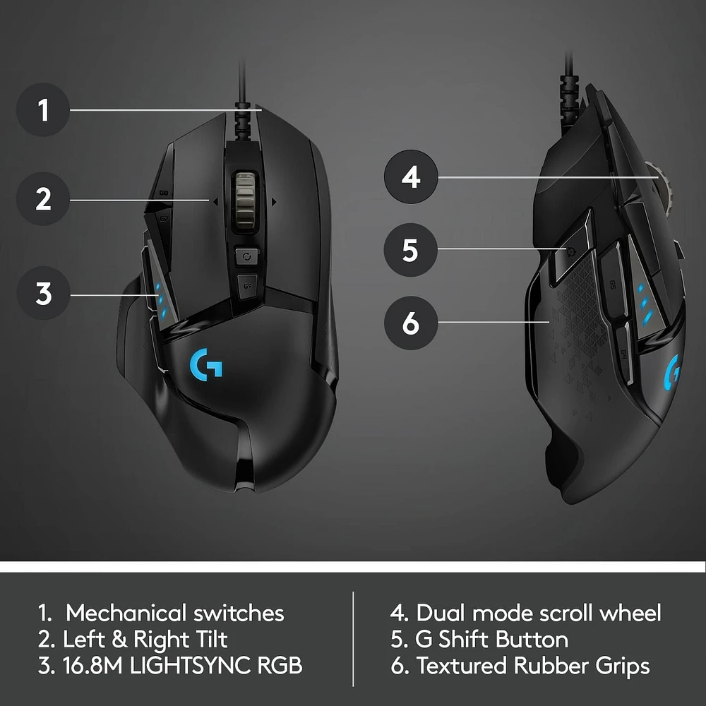 Logitech Souris de Jeu Haute Performance G502 Hero (910-005469)