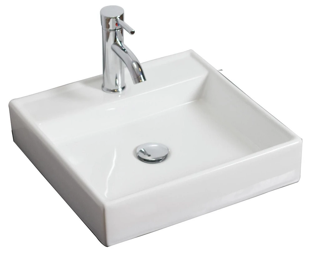 American Imaginations AI-30705 17,5 pouces Vaisseau blanc de bâti de mur de W pour le perçage de centre de 1 trou