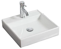 American Imaginations AI-30705 17,5 pouces Vaisseau blanc de bâti de mur de W pour le perçage de centre de 1 trou
