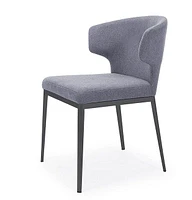 Grey upholstered Dining Chair With Backrest Without Button, Chair ideal for Dining Room and Living Room.