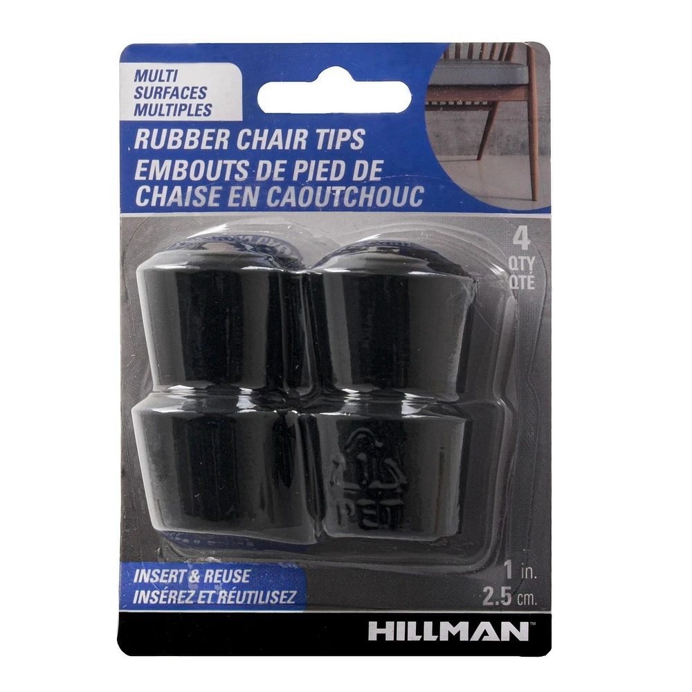 EMBOUT EN CAOUTCHOUC 1 "NOIR 4PC EMBOUT DE CHAISE 1 NOIR 4P