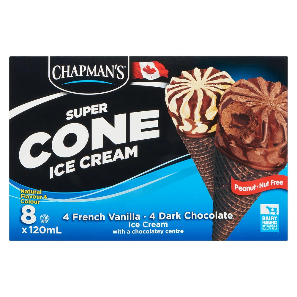 Chapman's Super French Vanilla & Dark Chocolate Ice Cream Cone in a Box 8 x 120 ml