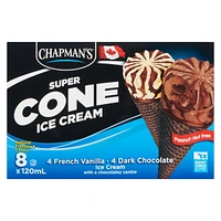 Chapman's Super French Vanilla & Dark Chocolate Ice Cream Cone in a Box 8 x 120 ml
