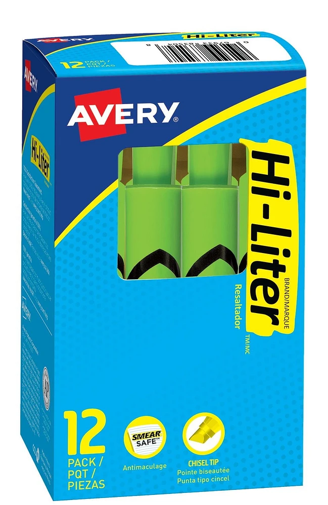 Avery® Desk Style HI-LITER® Fluorescent Green, Chisel Tip